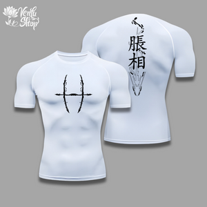  Choso Compression Shirt — inspired  A black short sleeve compression shirt with a design on the back featuring what appears to be a stylized graphic or text in white.