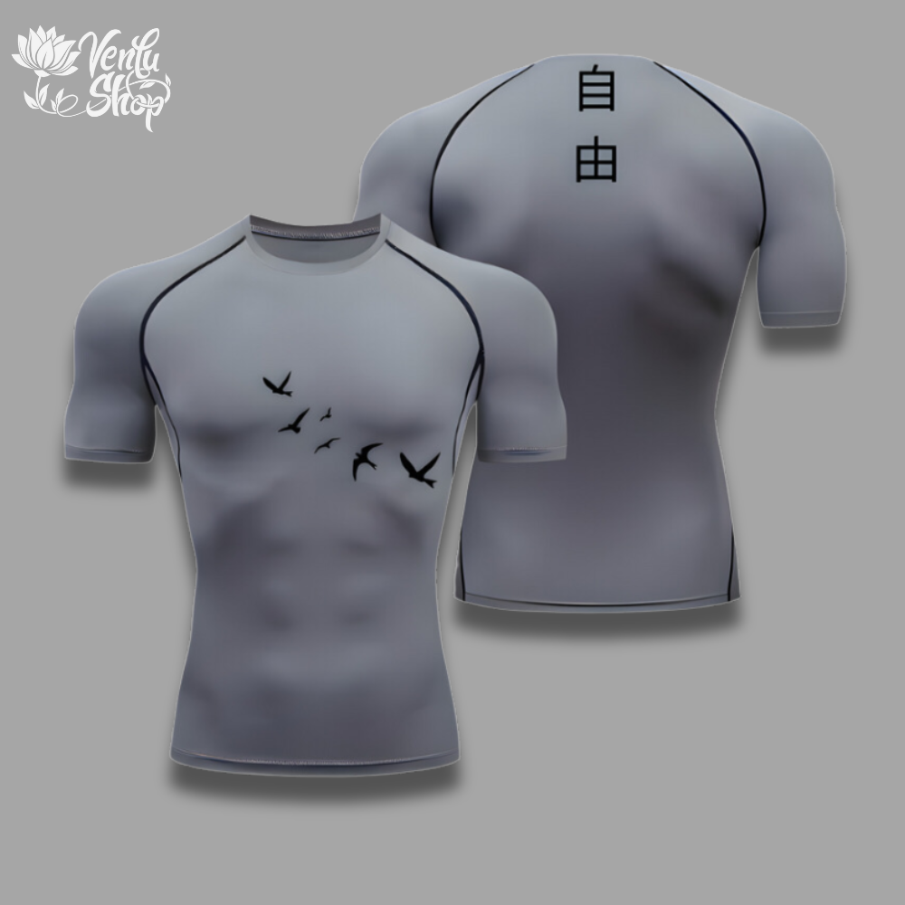 VenluShop Eren compression shirt in grey colorway for gym training