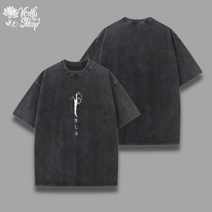  Jin Woo Washed Shirt A purple oversized t-shirt with a character design on the front and back, labeled with the brand name VENLUSHOP.