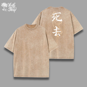 Saitama Washed Shirt A navy blue t-shirt with a graphic of the character Saitama from the anime One Punch Man on the front and back.