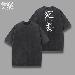 Saitama Washed Shirt A navy blue t-shirt with a graphic of the character Saitama from the anime One Punch Man on the front and back.