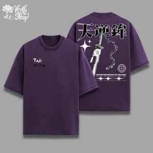 Toji Oversized Shirt , Black oversized t-shirt with a graphic print featuring a sword and the name 'Toji' on the front.