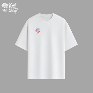 Chopper anime-inspired White t-shirt with a small colorful design on a gray background