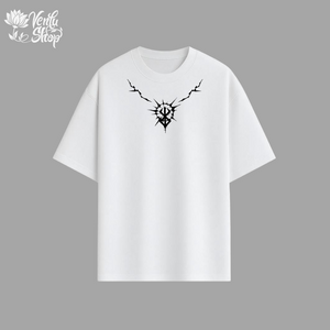 Guts anime-inspired  White t-shirt with black graphic design on a gray background