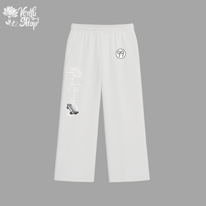 Killua anime-inspired White pants with black designs on a gray background