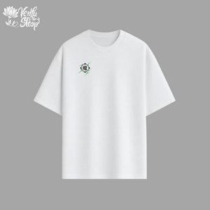 Piccolo anime-inspired White t-shirt with a small logo on a gray background