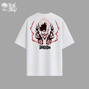 Ken Takakura anime-inspired White t-shirt with a graphic design on the back against a gray background