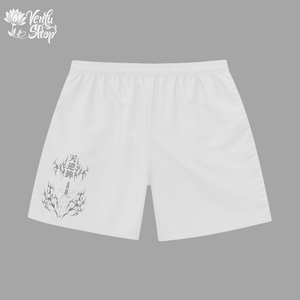 Toji anime-inspired White shorts with black floral design on a gray background