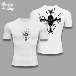 Whitebeard anime-inspired White t-shirt with black artistic design on a gray background